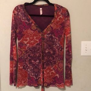 Multi colored sweet pea long sleeve blouse
